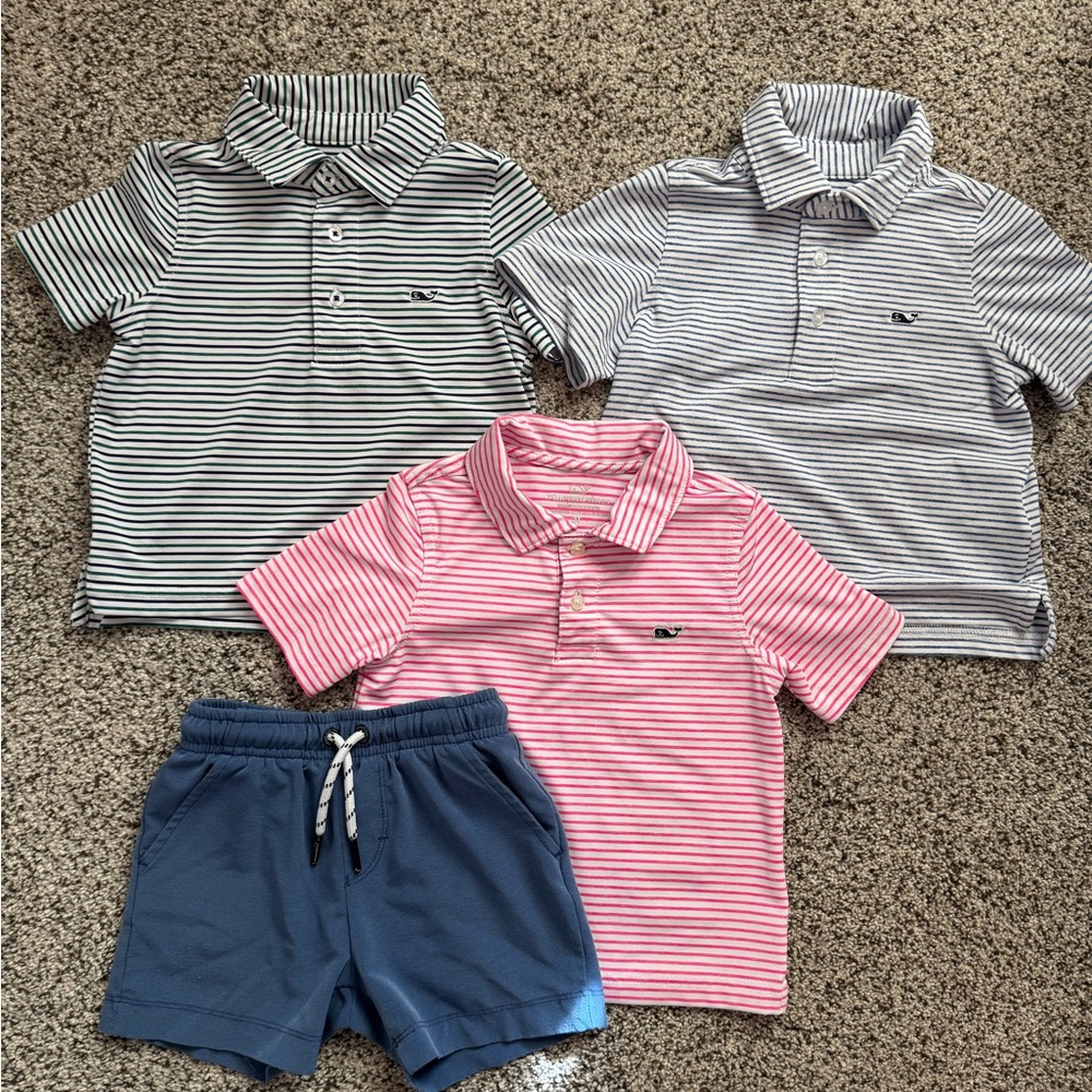 Vineyard Vines Kids Striped Polo Shirt Bundle with Shorts